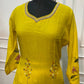 Lime Yellow Floral Grace Mull Chanderi Embroidered A-Line Suit Set (RT1395)