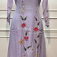 Lavender Floral Elegance Mull Chanderi Embroidered Suit Set (RT1386)