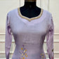 Lavender Floral Elegance Mull Chanderi Embroidered Suit Set (RT1386)