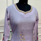 Lavender Floral Elegance Mull Chanderi Embroidered Suit Set (RT1386)