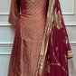 Wine Maroon Embroidered Salsa Suit Set (RT1398)