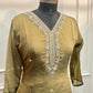Olive Green Embroidered Imported Fabric 3-Piece Straight Cut Set (RT1401)