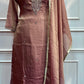 Rosy Mauve Embroidered Imported Fabric 3-Piece Straight Cut Set (RT1400)