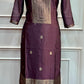 Plum Purple Embroidered Chanderi Tissue Silk 3-Piece Straight Cut Set (RT1403)