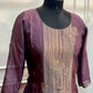 Plum Purple Embroidered Chanderi Tissue Silk 3-Piece Straight Cut Set (RT1403)