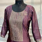 Plum Purple Embroidered Chanderi Tissue Silk 3-Piece Straight Cut Set (RT1403)