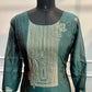 Teal Blue Embroidered Chanderi Tissue Silk 3-Piece Straight Cut Set (RT1402)