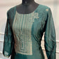 Teal Blue Embroidered Chanderi Tissue Silk 3-Piece Straight Cut Set (RT1402)