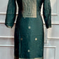 Teal Blue Embroidered Chanderi Tissue Silk 3-Piece Straight Cut Set (RT1402)