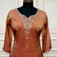 Terracotta Rose Imported Fabric Embroidered Straight Suit Set (RT1404)