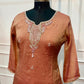Terracotta Rose Imported Fabric Embroidered Straight Suit Set (RT1404)