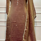 Mocha Elegance Imported Fabric Embroidered Straight Suit Set (RT1405)