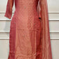 Rose Blush Salsa Embroidered Straight Suit Set (RT1406)