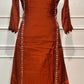 Rust Orange Elegance Mull Chanderi Embroidered A-Line Suit Set (RT1413)