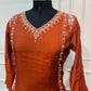 Rust Orange Elegance Mull Chanderi Embroidered A-Line Suit Set (RT1413)