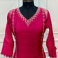 Rani Pink Grace Mull Chanderi Embroidered A-Line Suit Set (RT1414)