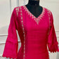 Rani Pink Grace Mull Chanderi Embroidered A-Line Suit Set (RT1414)