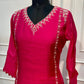 Rani Pink Grace Mull Chanderi Embroidered A-Line Suit Set (RT1414)