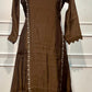 Coffee Brown Charm Mull Chanderi Embroidered A-Line Suit Set (RT1412)