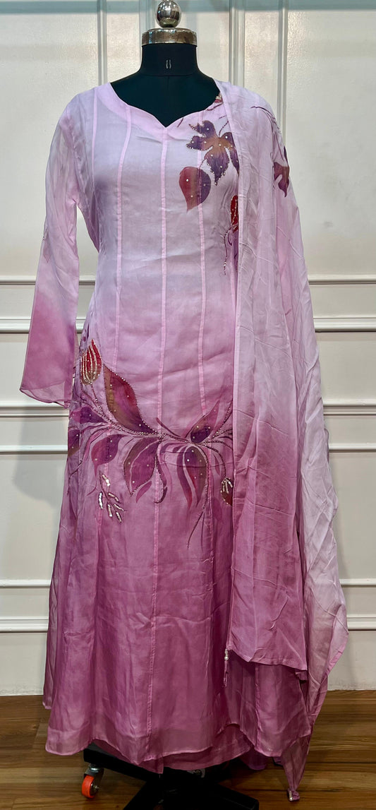 Blush Petal Premium Organza Embellished Suit Set (RT1416)