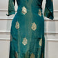 Teal Royale Russian Silk Embroidered A-Line Suit Set (RT1419)
