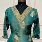 Teal Royale Russian Silk Embroidered A-Line Suit Set (RT1419)