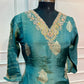 Teal Royale Russian Silk Embroidered A-Line Suit Set (RT1419)
