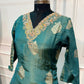 Teal Royale Russian Silk Embroidered A-Line Suit Set (RT1419)