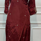 Burgundy Royale Russian Silk Embroidered Suit Set (RT1420)