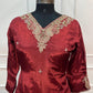 Burgundy Royale Russian Silk Embroidered Suit Set (RT1420)