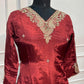Burgundy Royale Russian Silk Embroidered Suit Set (RT1420)