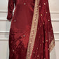 Burgundy Royale Russian Silk Embroidered Suit Set (RT1420)