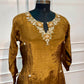 Mocha Royale Russian Silk Embroidered A-Line Suit Set (RT1417)
