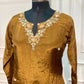 Mocha Royale Russian Silk Embroidered A-Line Suit Set (RT1417)