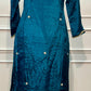 Teal Majesty Russian Silk Embroidered A-Line Suit Set (RT1418)