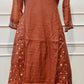 Terracotta Floral Grace – Premium Mull Chanderi A-Line 3 Piece Suit Set (RT1427)