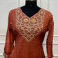 Terracotta Floral Grace – Premium Mull Chanderi A-Line 3 Piece Suit Set (RT1427)