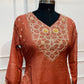 Terracotta Floral Grace – Premium Mull Chanderi A-Line 3 Piece Suit Set (RT1427)