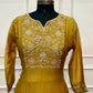 Mustard Bloom Premium Mull Chanderi Embroidered Suit Set (RT1424)