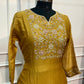 Mustard Bloom Premium Mull Chanderi Embroidered Suit Set (RT1424)