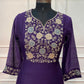 Royal Plum Premium Mull Chanderi Floral Embroidered Suit Set (RT1425)