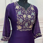 Royal Plum Premium Mull Chanderi Floral Embroidered Suit Set (RT1425)
