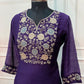 Royal Plum Premium Mull Chanderi Floral Embroidered Suit Set (RT1425)