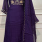Royal Plum Premium Mull Chanderi Floral Embroidered Suit Set (RT1425)