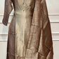 Mocha Royale Premium Tissue Shimmer Embroidered Suit Set (1423)