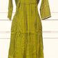 Olive Green Floral A-Line Mull Chanderi Set (RT1439)