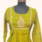 Olive Green Floral A-Line Mull Chanderi Set (RT1439)