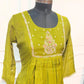 Olive Green Floral A-Line Mull Chanderi Set (RT1439)