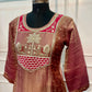 Elegant Wine Embroidered A-Line Suit (RT1437)
