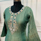 Elegant Sage Green Embroidered Salsa 3-Piece Straight Cut Suit Set (RT1434)